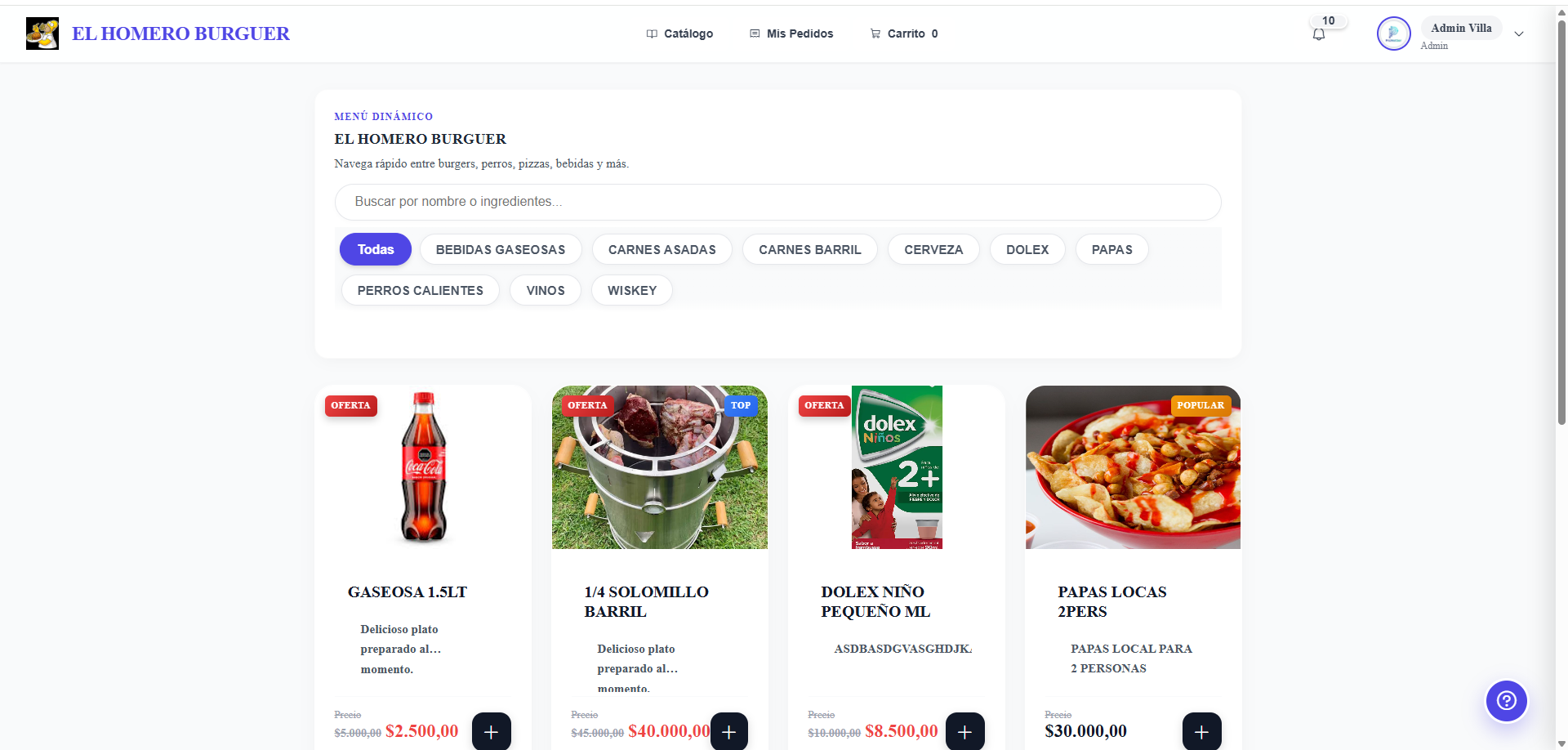Mesero Real Interface